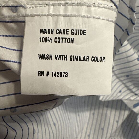 Haspel Co New Orleans Button Up Dress Shirt Men Size Small White Blue Geometric - Picture 9 of 10
